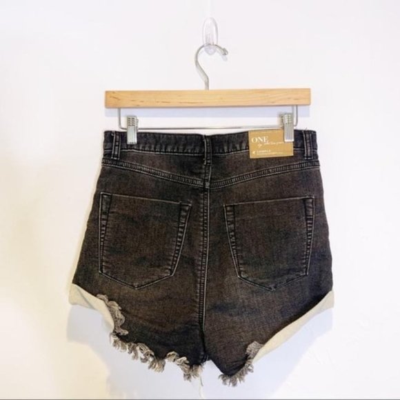 One Teaspoon Gray High Waist Button Front Denim Shorts 26 - Picture 2 of 8